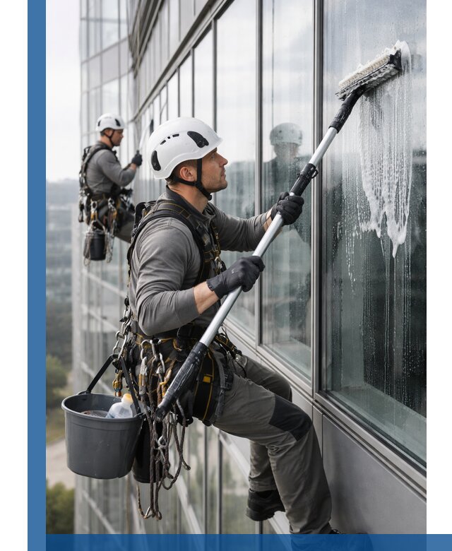Высотная мойка сплошного остекления с выездом в Астрахани