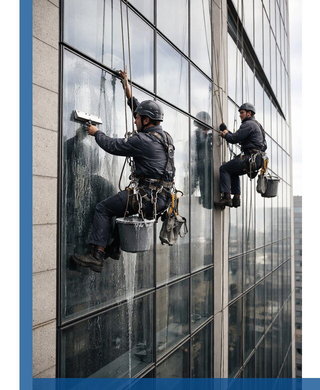 Профессиональная мойка стеклянных фасадов зданий в Астрахани