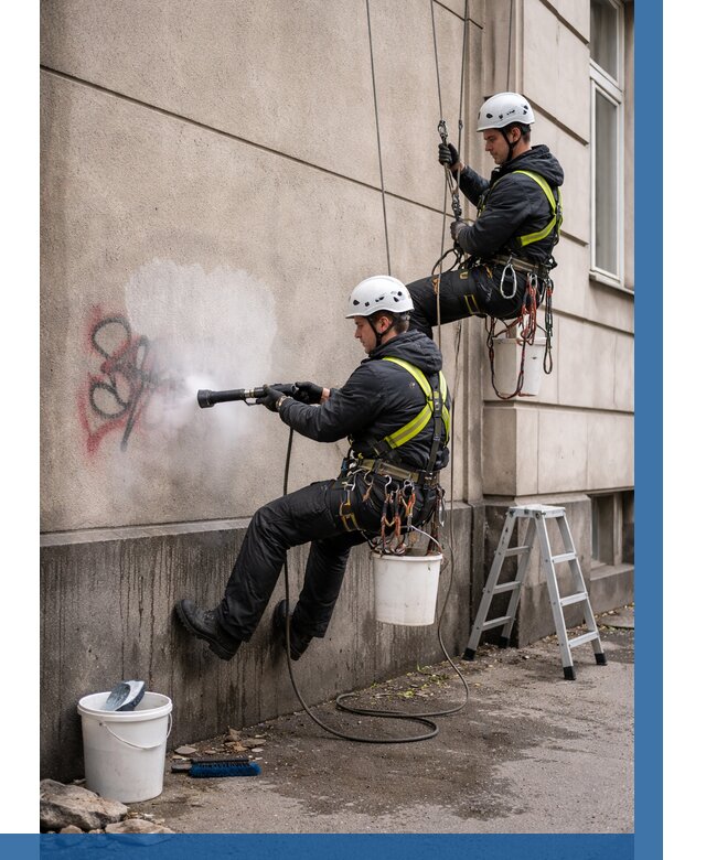 Удаление граффити с фасада в Астрахани от 4624 р. | ВЫСОТНИК-Стр