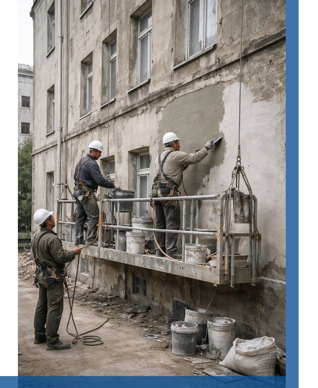 Капитальный ремонт фасада в Астрахани от 4316 р. | ВЫСОТНИК-Стр