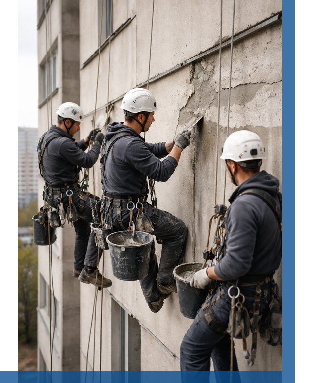 Ремонт бетонных элементов фасада в Астрахани от 2569 р. | ВЫСОТНИК-Стр