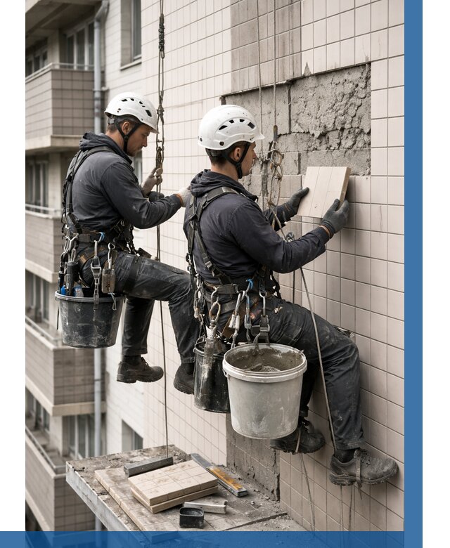 Ремонт облицовки фасада плиткой в Астрахани от 1850 р. | ВЫСОТНИК-Стр