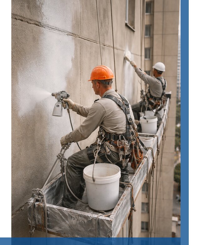 Грунтовка фасада на высоте в Астрахани от 123 р. | ВЫСОТНИК-Стр