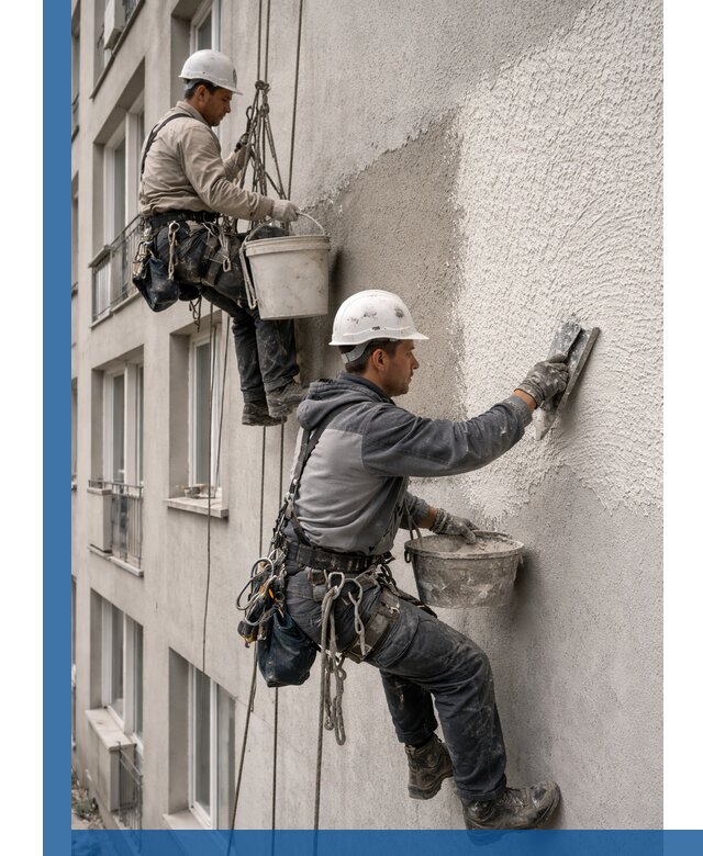 Нанесение декоративной штукатурки короед на фасад в Астрахани