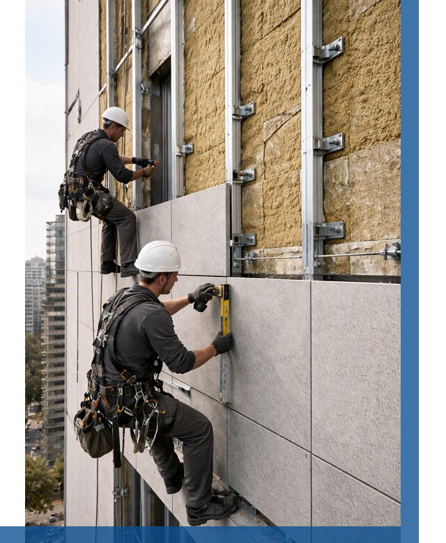 Монтаж вентилируемого фасада в Астрахани от 3597 р. | ВЫСОТНИК-Стр