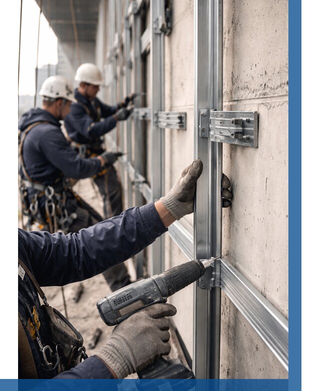 Монтаж подсистемы вентфасада в Астрахани от 873 р. | ВЫСОТНИК-Стр