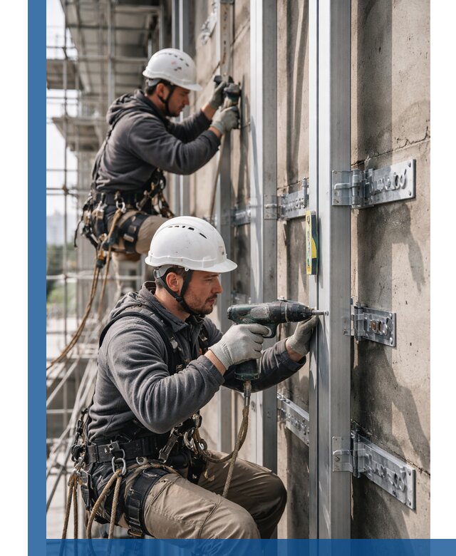 Монтаж и крепление подсистемы вентфасада в Астрахани