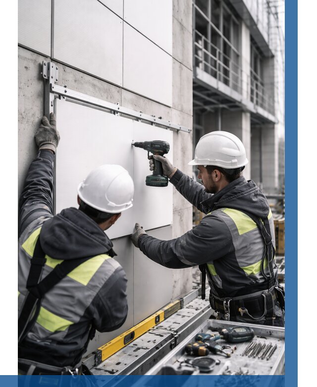 Монтаж композитных панелей фасада в Астрахани от 2569 р. | ВЫСОТНИК-Стр