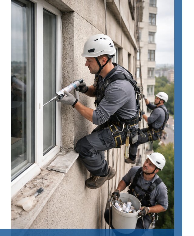 Герметизация оконных швов снаружи в Астрахани от 1541 р. | ВЫСОТНИК-Стр