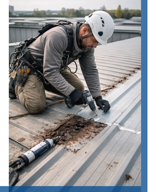 Ремонт профнастила на кровле в Астрахани от 719 р. | ВЫСОТНИК-Стр