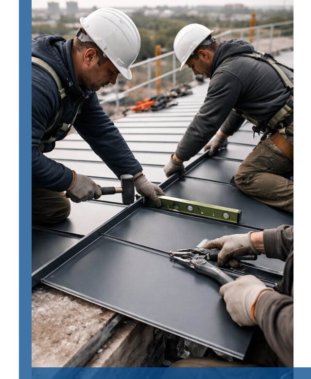 Монтаж фальцевой кровли в Астрахани для промышленных зданий