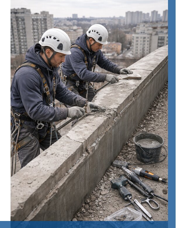 Ремонт парапета на кровле в Астрахани от 1541 р. | ВЫСОТНИК-Стр