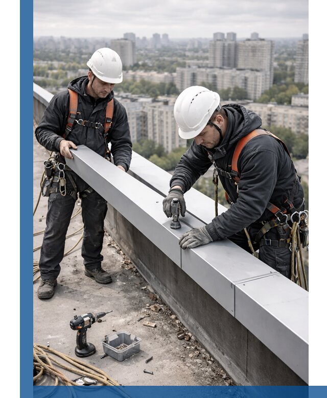 Монтаж парапетных крышек и ограждений кровли в Астрахани