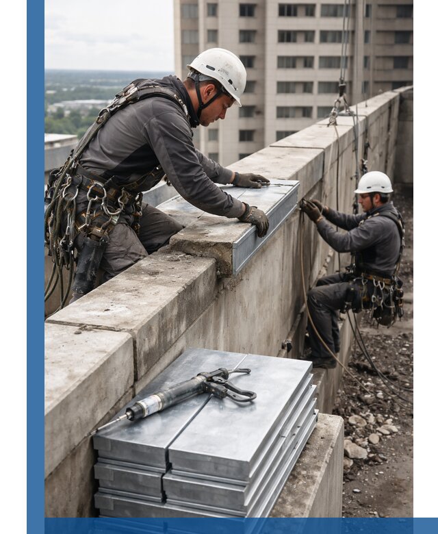Замена парапетных крышек и установка новых в Астрахани