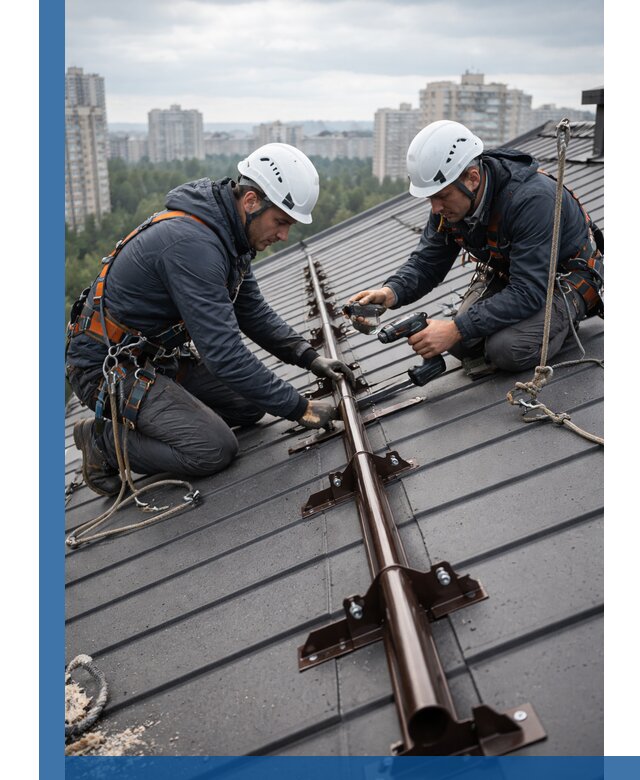 Монтаж снегозадержателей на кровле зданий в Астрахани под ключ