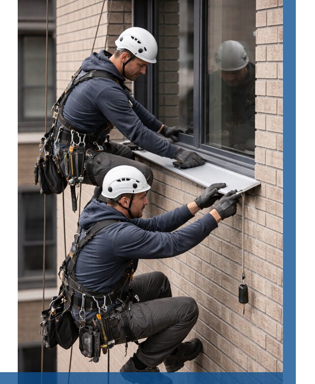 Монтаж оконных отливов под ключ в Астрахани от 3597 р. | ВЫСОТНИК-Стр