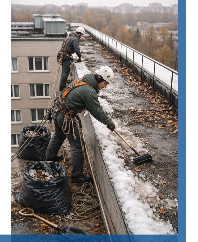 Очистка кровли по периметру в Астрахани от 565 р. | ВЫСОТНИК-Стр