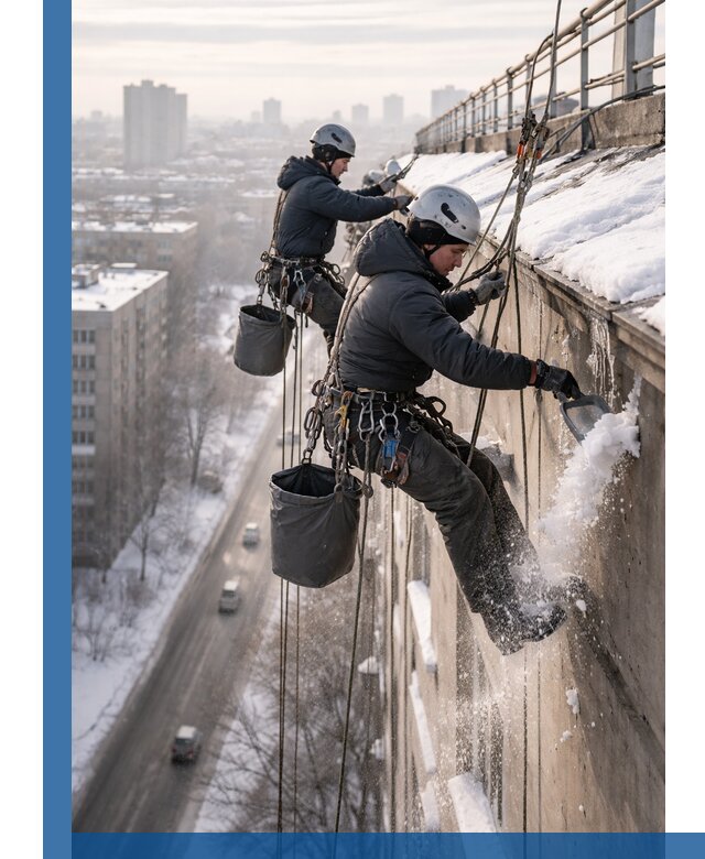 Очистка карнизов от снега в Астрахани профессионально и безопасно