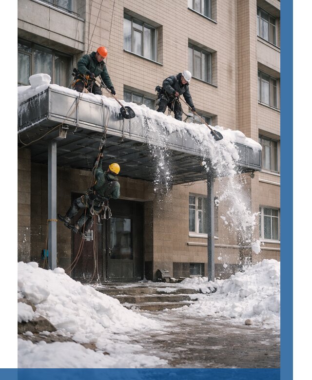 Очистка козырьков от снега в Астрахани от 3597 р. | ВЫСОТНИК-Стр