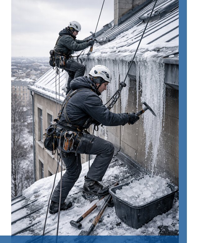 Удаление наледи с кровли в Астрахани от 5652 р. | ВЫСОТНИК-Стр