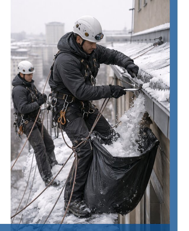 Аварийная очистка крыши в Астрахани под ключ от 308 р. | ВЫСОТНИК-Стр