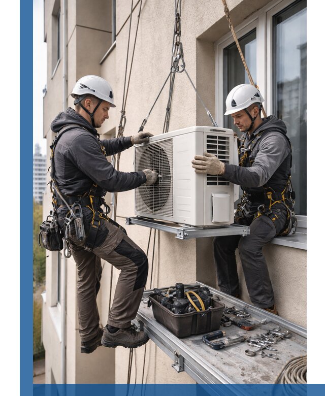 Перенос внешнего блока кондиционера в Астрахани с монтажом и крепежом