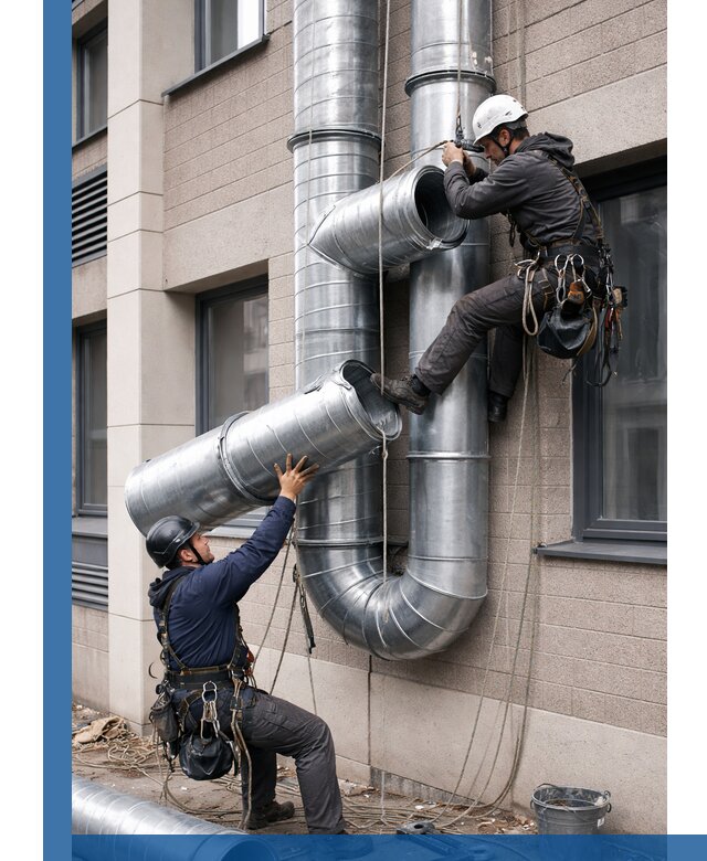 Монтаж фасадных воздуховодов в Астрахани с герметизацией и крепежом