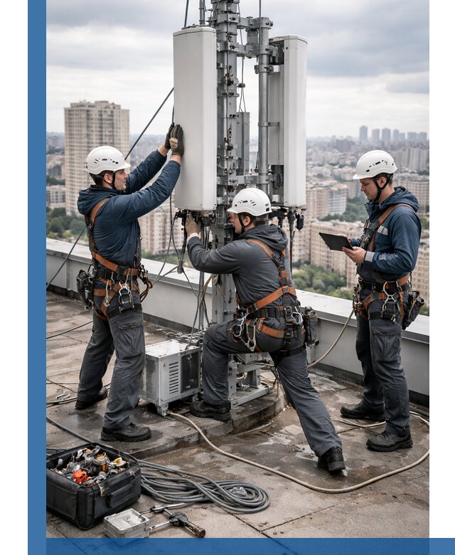 Монтаж антенн связи на крыше в Астрахани с вводом в эксплуатацию