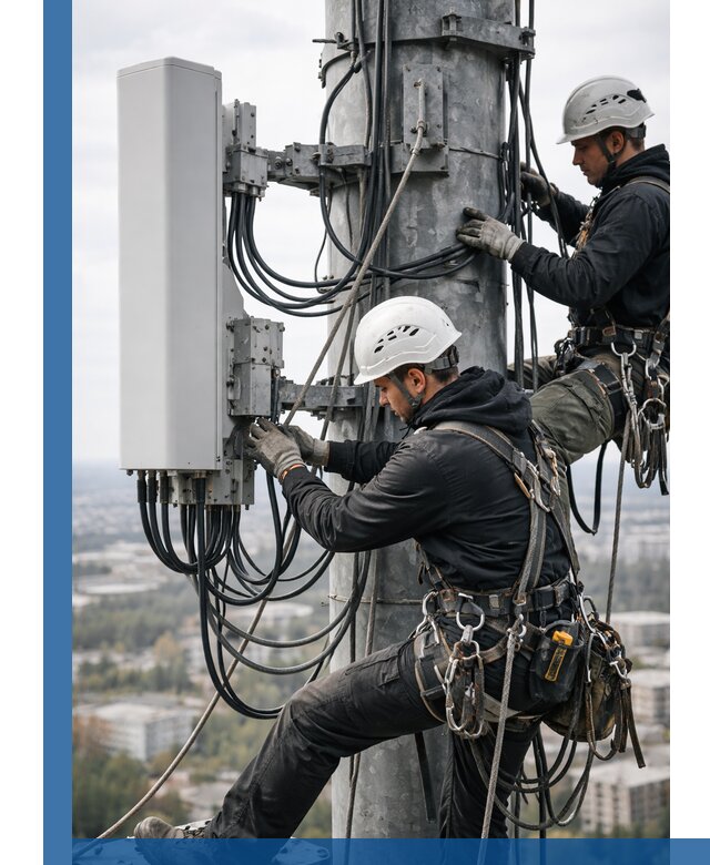 Монтаж оборудования связи на мачте в Астрахани с пусконаладкой