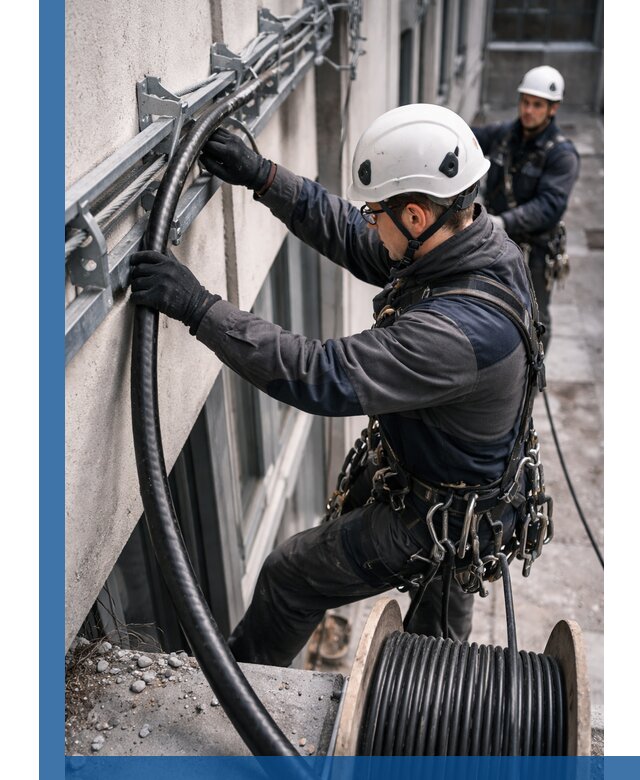 Протяжка кабеля питания на высоте в Астрахани с гарантией безопасности и качества