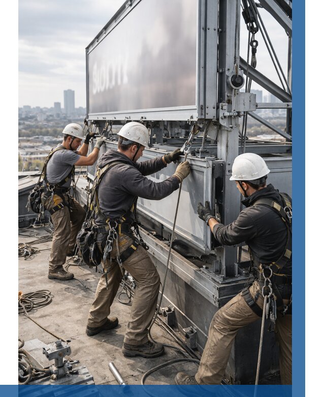 Монтаж крышной рекламной конструкции в Астрахани от 61656 р.|ВЫСОТНИК-Стр