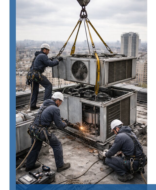 Демонтаж крышной установки в Астрахани любой сложности