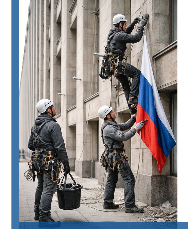 Профессиональная установка флагов на фасаде в Астрахани