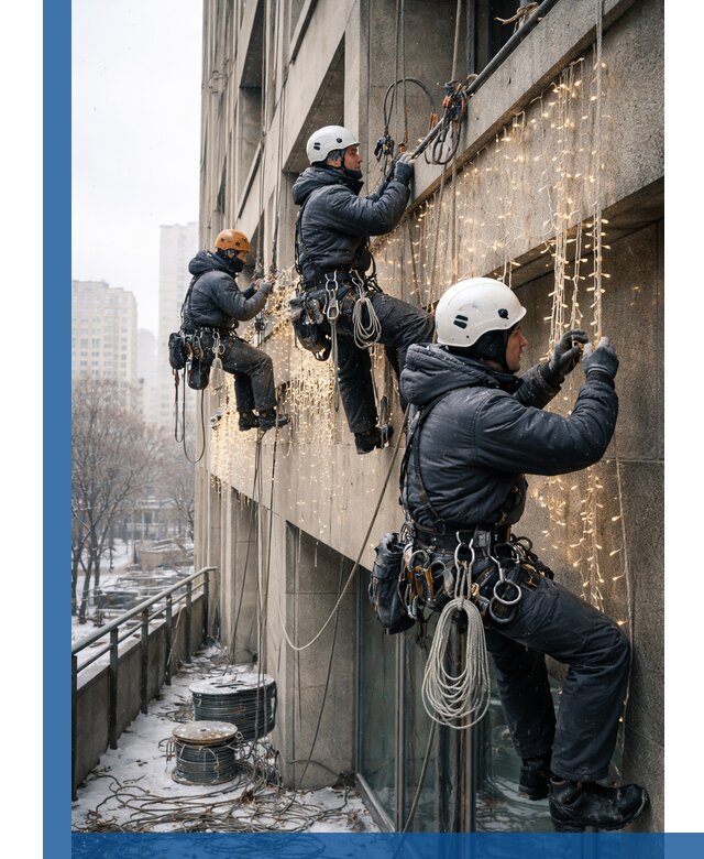 Монтаж новогодней иллюминации и украшение фасадов в Астрахани