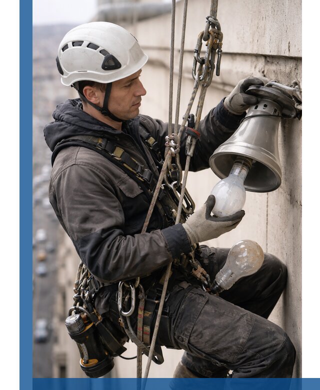 Замена ламп на высоте в Астрахани профессионально и быстро