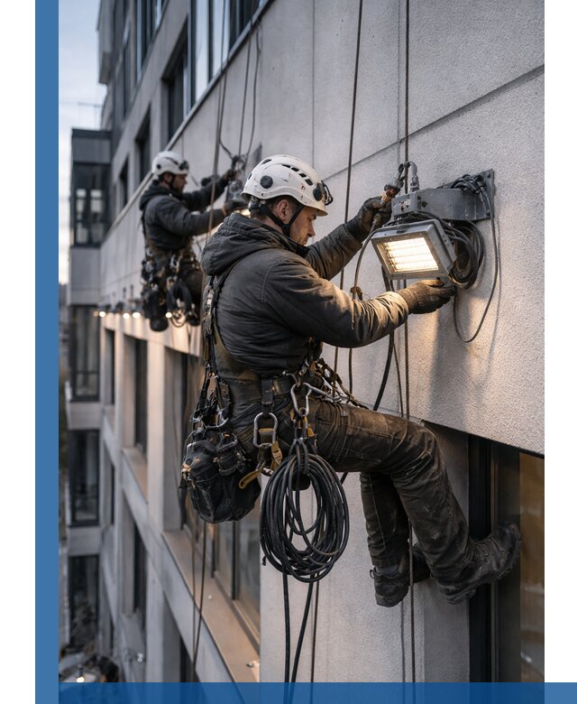 Монтаж фасадного освещения в Астрахани установка и подключение