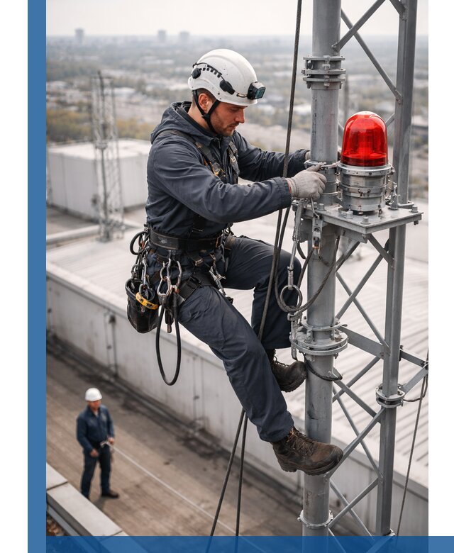 Монтаж заградительных огней и обслуживание объектов в Астрахани