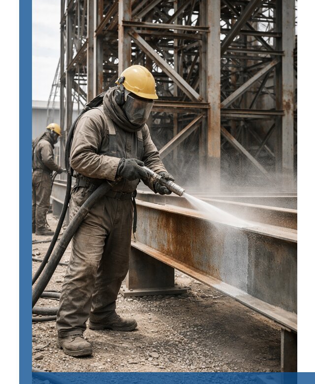 Пескоструйная очистка металлоконструкций в Астрахани промышленная