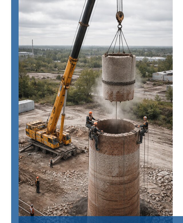 Демонтаж дымовой трубы в Астрахани с гарантиями безопасности