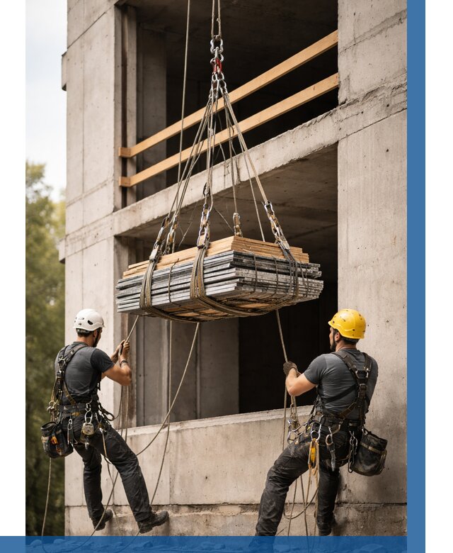 Подъем материала на этаж веревками в Астрахани от 1541 р. | ВЫСОТНИК-Стр