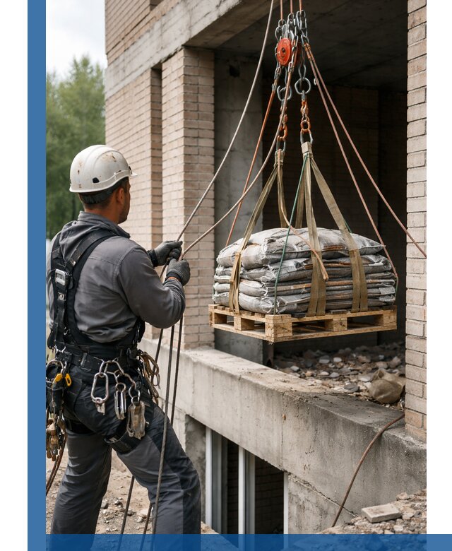 Подъем материалов на этаж веревками в Астрахани оперативно