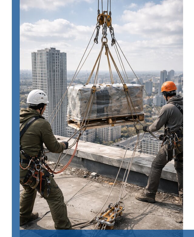 Подъем и монтаж крупногабаритных грузов на крышу в Астрахани