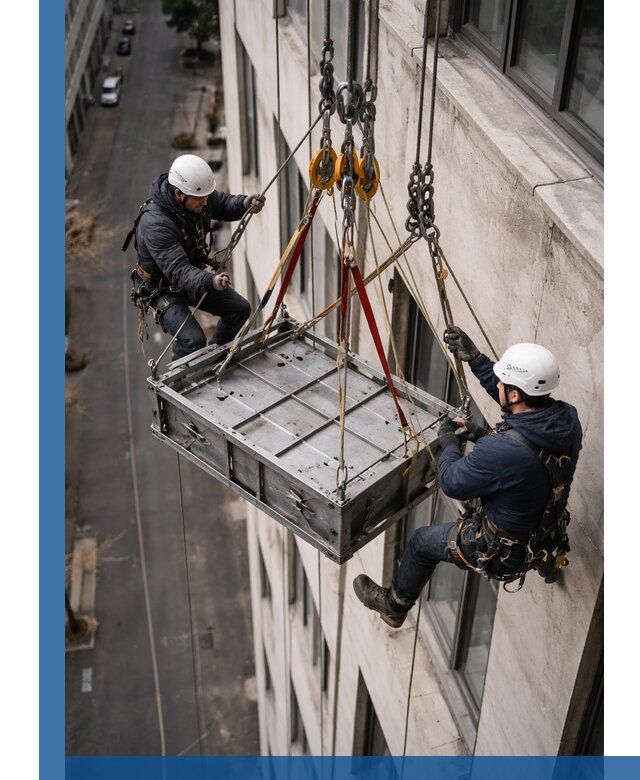 Спуск и подъем грузов по фасаду в Астрахани для зданий