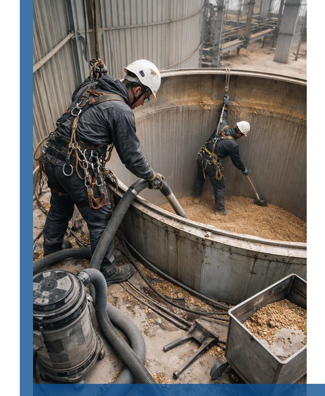 Профессиональная чистка зерновых бункеров в Астрахани с выездом