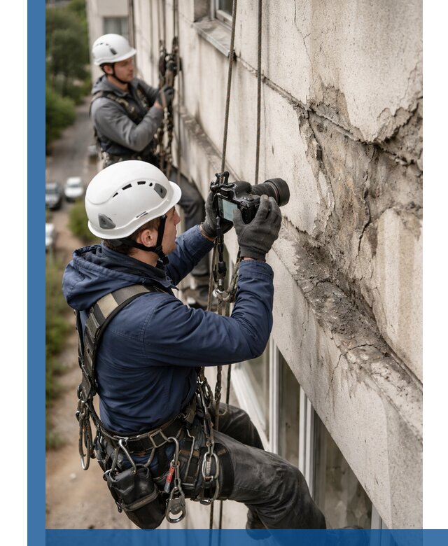 Фотофиксация дефектов фасада с высотной съемкой в Астрахани