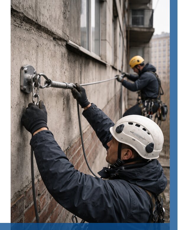 Монтаж анкерных линий в Астрахани от 3083 р. | ВЫСОТНИК-Стр