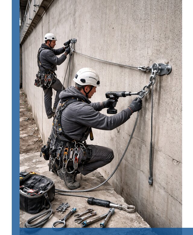 Монтаж анкерных линий высотной безопасности в Астрахани