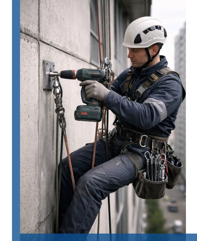 Установка анкерных точек для высотных работ в Астрахани